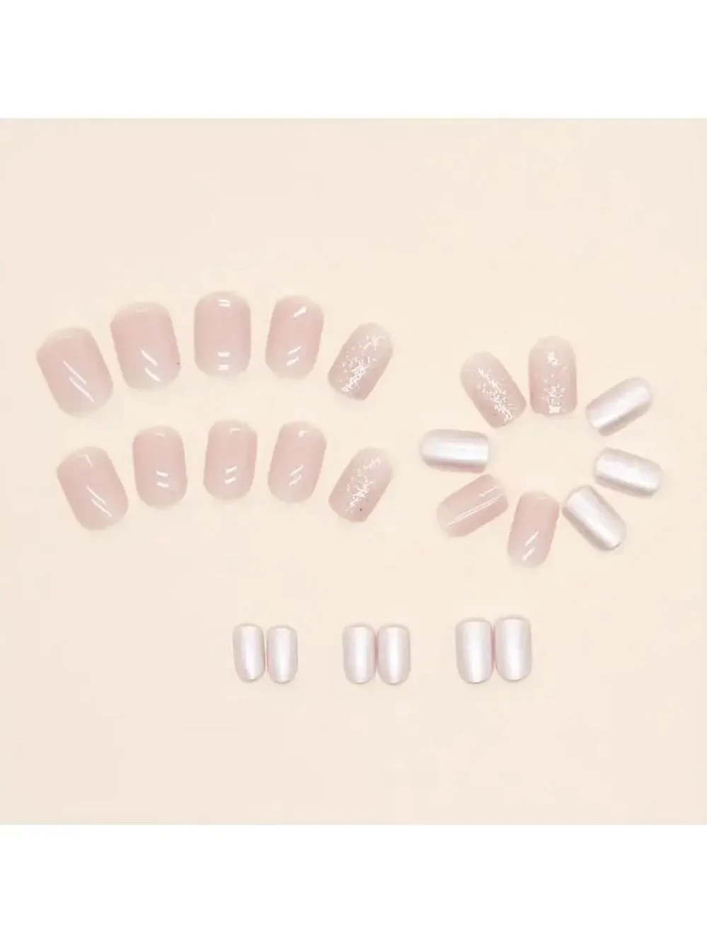 Pink Press-On Nails with Glitter Accent and Glossy Finish